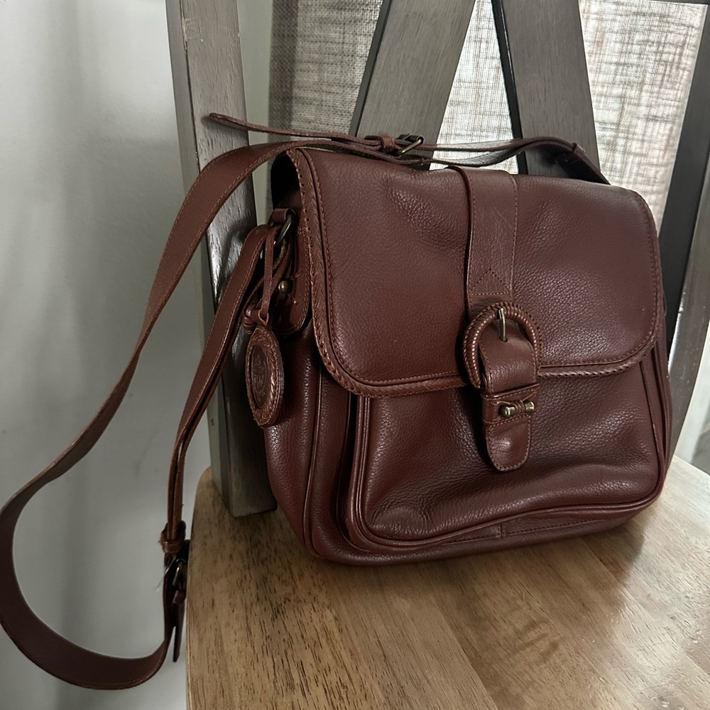 Classic Vintage 100% Genuine Real Leather brown purse Crossbody Bag